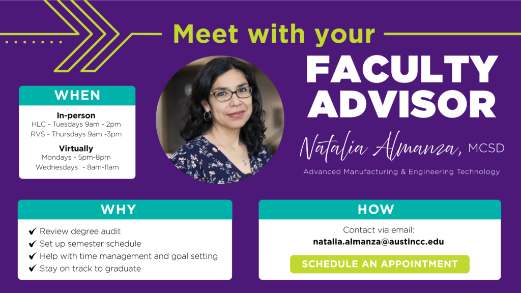 Meet with a Faculty Advisor Natalia- Link to schedule an appointment