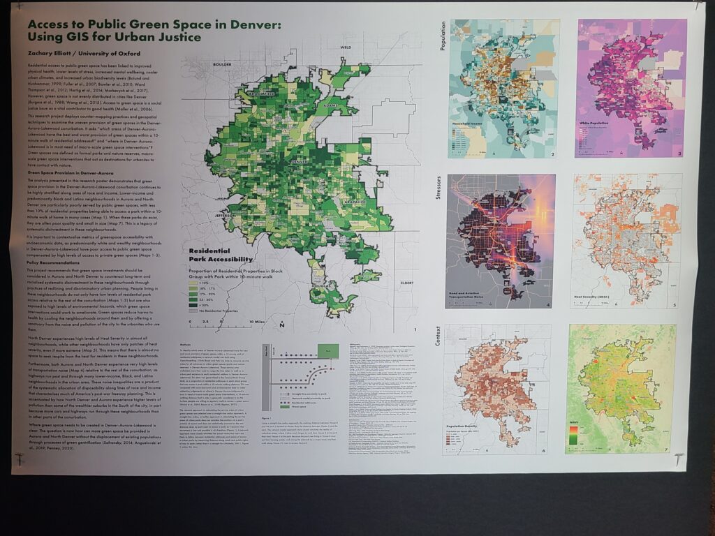 Access to Public Green Space in Denver: Using GIS in Urban Justice by Zachary Elliott